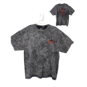 XXL Hawaiian Lava Shirt Honu Turtle Fire Graphic Lava Dyed Acid Wash Black Tee